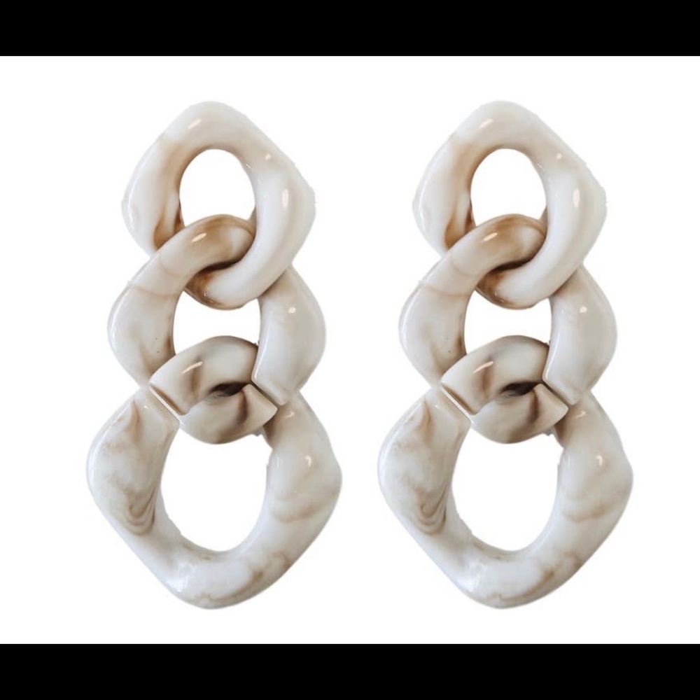 New Cream Lucite Chain Drop Earrings